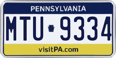 PA license plate MTU9334