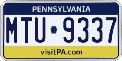 PA license plate MTU9337