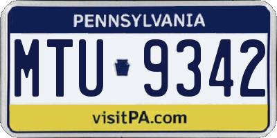PA license plate MTU9342