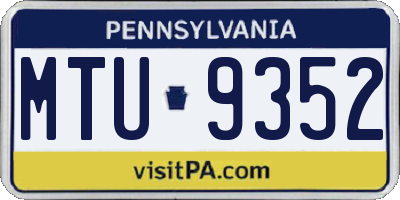 PA license plate MTU9352