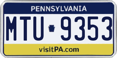 PA license plate MTU9353
