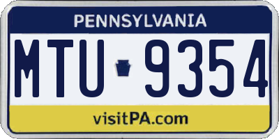 PA license plate MTU9354