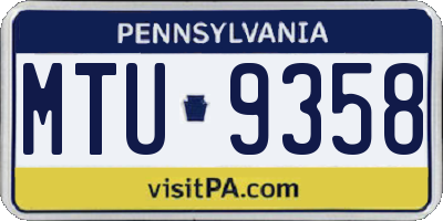 PA license plate MTU9358