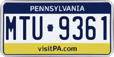 PA license plate MTU9361