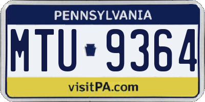PA license plate MTU9364