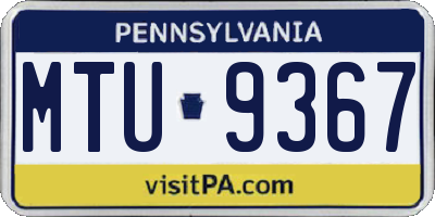 PA license plate MTU9367