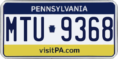 PA license plate MTU9368