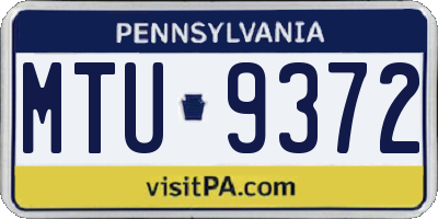 PA license plate MTU9372