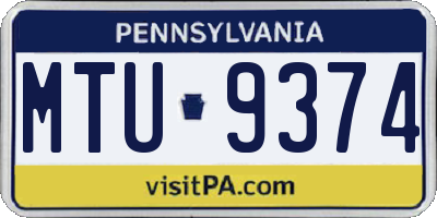 PA license plate MTU9374