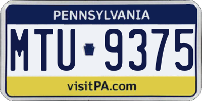 PA license plate MTU9375