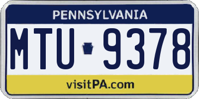 PA license plate MTU9378