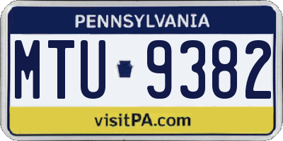PA license plate MTU9382