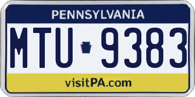 PA license plate MTU9383