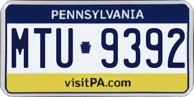 PA license plate MTU9392