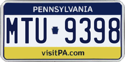 PA license plate MTU9398