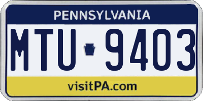 PA license plate MTU9403