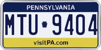 PA license plate MTU9404