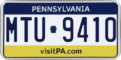 PA license plate MTU9410