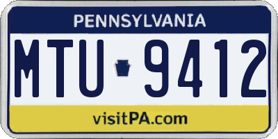 PA license plate MTU9412