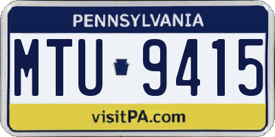 PA license plate MTU9415
