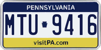 PA license plate MTU9416