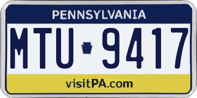 PA license plate MTU9417