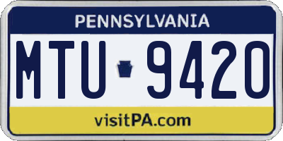 PA license plate MTU9420