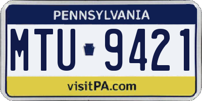 PA license plate MTU9421