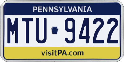 PA license plate MTU9422