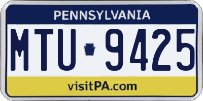 PA license plate MTU9425