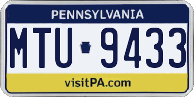 PA license plate MTU9433