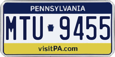 PA license plate MTU9455