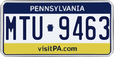 PA license plate MTU9463