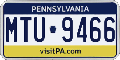 PA license plate MTU9466