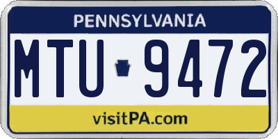 PA license plate MTU9472