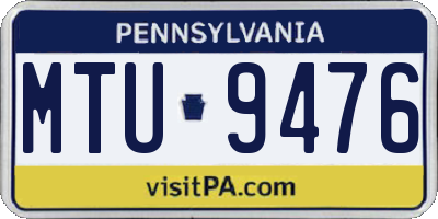 PA license plate MTU9476
