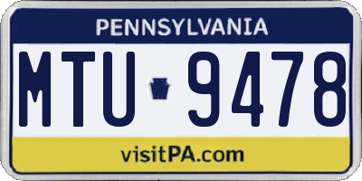 PA license plate MTU9478