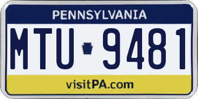 PA license plate MTU9481
