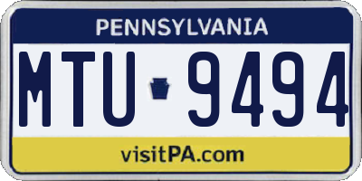 PA license plate MTU9494