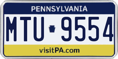 PA license plate MTU9554