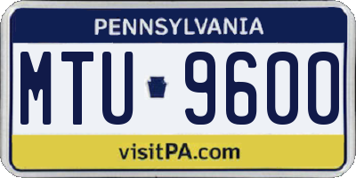 PA license plate MTU9600