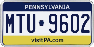 PA license plate MTU9602