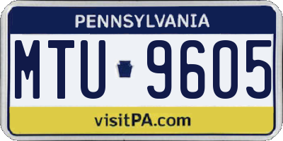 PA license plate MTU9605