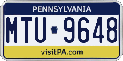 PA license plate MTU9648