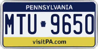 PA license plate MTU9650