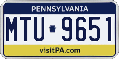 PA license plate MTU9651