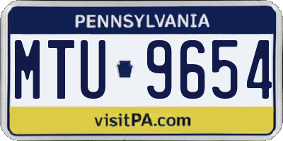 PA license plate MTU9654