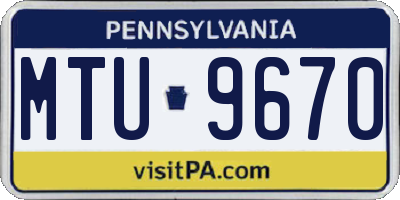 PA license plate MTU9670