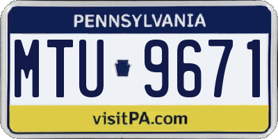 PA license plate MTU9671