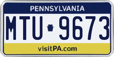 PA license plate MTU9673